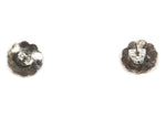 Navajo - Turquoise and Silver Post Earrings with Stamped Design c. 1940s, 0.5" diameter