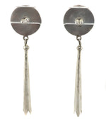 Zuni - Turquoise Channel Inlay and Silver Dangle Design Post Earrings c. 1930-40s, 3.25" x 0.875"