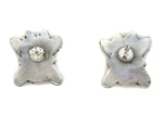 Zuni - Multi-Stone Channel Inlay and Silver Sunface Kachina Post Earrings c. 1950s, 1" x 0.75"