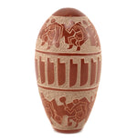 Forrest Naranjo (b. 1963) - Santa Clara Redware Sgraffito Seed Jar with with Dancers and Feathers c. 1980-90s, 4" x 2"