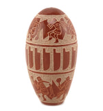 Forrest Naranjo (b. 1963) - Santa Clara Redware Sgraffito Seed Jar with with Dancers and Feathers c. 1980-90s, 4" x 2"