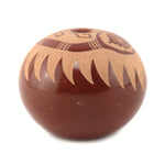 Santa Clara Redware Sgraffito Seed Jar with Scorpion Pictorial c. 1980-90s, 2.25" x 2.5"