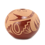 Santa Clara Redware Sgraffito Seed Jar with Scorpion Pictorial c. 1980-90s, 2.25" x 2.5"