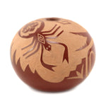 Santa Clara Redware Sgraffito Seed Jar with Scorpion Pictorial c. 1980-90s, 2.25" x 2.5"