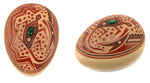 Glendora Fragua Daubs (b. 1958) - Jemez Redware Sgraffito Seed Jar with Malachite Inclusion and Lizard Pictorial c. 1980-90s, 1.75" x 1.75" x 2.5"