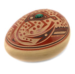Glendora Fragua Daubs (b. 1958) - Jemez Redware Sgraffito Seed Jar with Malachite Inclusion and Lizard Pictorial c. 1980-90s, 1.75" x 1.75" x 2.5"