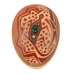 Glendora Fragua Daubs (b. 1958) - Jemez Redware Sgraffito Seed Jar with Malachite Inclusion and Lizard Pictorial c. 1980-90s, 1.75" x 1.75" x 2.5"