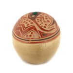 Glendora Fragua Daubs (b. 1958) - Jemez Redware Sgraffito Seed Jar with Malachite Inclusion and Lizard Pictorial c. 1980-90s, 1.75" x 1.75" x 2.5"