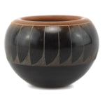Kevin Naranjo (b. 1972) - Santa Clara Miniature Black and Sienna Sgraffito Jar with Feather Design c. 1990s, 1.375" x 2"