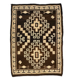 Navajo Two Grey Hills Rug with Waterbugs c. 1920s, 77" x 55.5"
