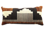 Leather Pillow with c. 1910s Navajo Crystal Textile, 13" x 27"