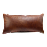 Leather Pillow with c. 1910s Navajo Crystal Textile, 13" x 27"