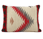 Leather Pillow with c. 1920-30s Navajo Ganado Textile, 11" x 15"