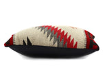 Leather Pillow with c. 1920-30s Navajo Ganado Textile, 11" x 15"