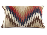 Leather Pillow with c. 1920s Navajo Crystal Textile, 14" x 23"