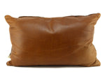 Leather Pillow with c. 1920s Navajo Crystal Textile, 14" x 23"