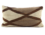 Leather Pillow with c. 1910s Navajo Crystal Textile, 12" x 20"