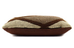 Leather Pillow with c. 1910s Navajo Crystal Textile, 12" x 20"