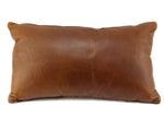 Leather Pillow with c. 1910s Navajo Crystal Textile, 12" x 20"