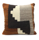 Leather Pillow with c. 1910s Navajo Crystal Textile, 15" x 15"