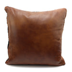 Leather Pillow with c. 1910s Navajo Crystal Textile, 15" x 15"