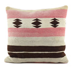 Leather Pillow with c. 1930s Navajo Wide Ruins Textile, 17" x 16"