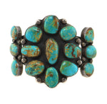 Navajo - Tyrone Turquoise Cluster and Silver Bracelet c. 1940s, size 7