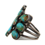 Navajo - Tyrone Turquoise Cluster and Silver Bracelet c. 1940s, size 7
