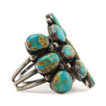 Navajo - Tyrone Turquoise Cluster and Silver Bracelet c. 1940s, size 7