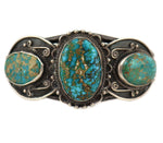 Navajo - Lone Mountain Turquoise and Silver Row Bracelet c. 1930-40s, size 6.25