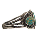 Navajo - Lone Mountain Turquoise and Silver Row Bracelet c. 1930-40s, size 6.25
