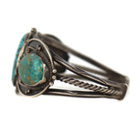 Navajo - Lone Mountain Turquoise and Silver Row Bracelet c. 1930-40s, size 6.25