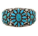 Fred Thompson (1921-2002) - Navajo - Turquoise Cluster and Silver Bracelet c. 1950s, size 6.5
