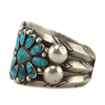 Fred Thompson (1921-2002) - Navajo - Turquoise Cluster and Silver Bracelet c. 1950s, size 6.5