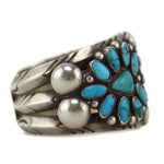 Fred Thompson (1921-2002) - Navajo - Turquoise Cluster and Silver Bracelet c. 1950s, size 6.5