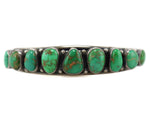 Nila Cook - Navajo - Natural, High-Grade Carico Lake Turquoise and Sterling Silver Row Bracelet c. 1970s, size 6