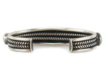 Nila Cook - Navajo - Natural, High-Grade Carico Lake Turquoise and Sterling Silver Row Bracelet c. 1970s, size 6