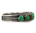 Nila Cook - Navajo - Natural, High-Grade Carico Lake Turquoise and Sterling Silver Row Bracelet c. 1970s, size 6