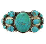Navajo - Turquoise Cluster and Silver Bracelet c. 1940s, size 6.5