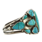 Navajo - Turquoise Cluster and Silver Bracelet c. 1940s, size 6.5