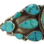 Navajo - Turquoise Cluster and Silver Bracelet c. 1940s, size 6.5