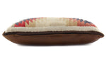 Leather Pillow with c. 1920s Navajo Crystal Textile, 15" x 22"