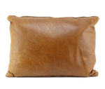 Leather Pillow with c. 1920s Navajo Crystal Textile, 15" x 22"