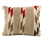 Leather Pillow with c. 1920s Navajo Crystal Textile, 11" x 14"