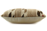 Leather Pillow with c. 1920s Navajo Crystal Textile, 11" x 14"
