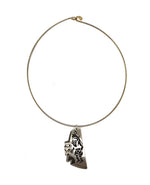 Trinidad Lucas - Hopi - Sterling Silver Overlay Necklace with Kachina Pictorial c. 1990s, 2.25" x 1.125"