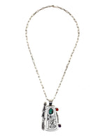 Roy Talahaftewa (b. 1955) - Hopi - Contemporary Necklace with Multi-Stone Sterling Silver Overlay Pendant and Handmade Chain, 3.125" x 1.875"