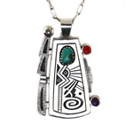 Roy Talahaftewa (b. 1955) - Hopi - Contemporary Necklace with Multi-Stone Sterling Silver Overlay Pendant and Handmade Chain, 3.125" x 1.875"