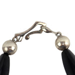 Miramontes - Necklace with Striped Agate and Silver Pendant with Long Faceted Onyx Beads, 20" length