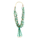Navajo - 3-Strand Turquoise Nugget, Spiny Oyster, Coral, and Heishi Necklace with Jocla Pendants c. 1920-40s, length 32"